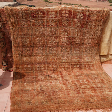 Boujad Vintage Dark Rust Tiles Hand Knotted Wool Rug